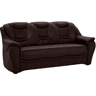 Abbildung von Cavadore 3 Sitzer Bansa mit Federkern / Polstercouch in Kunstleder 198 x 94 95 Lederoptik Braun