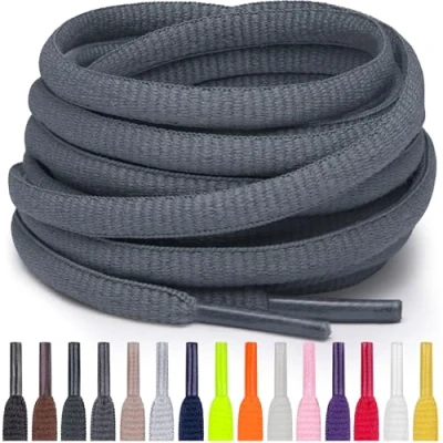 Abbildung von Miscly Schnürsenkel Oval, Reißfest für Sportschuhe, Sneaker und Laufschuhe 100% Polyester Ø 6mm (183 cm, Grau)