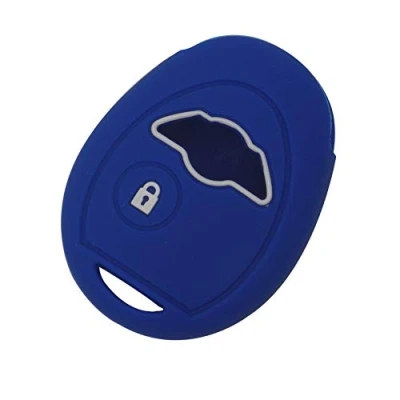Abbildung von Happyit Silikon Autoschlüssel Fall Deckung Kompatibel mit BMW Mini Cooper S R50 R53 1 Taste (Blau)
