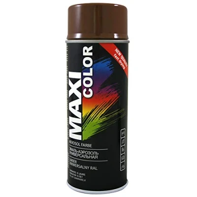 Abbildung von Maxi Color NEW QUALITY Sprühlack Lackspray Glanz 400ml Universelle spray Nitro zellulose Farbe schnell trocknender Sprühfarbe (Ral 8016 mahagonibraun glänzend)