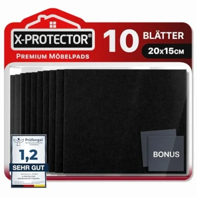 Abbildung von x Protector Filzgleiter 10 Stück 20 15 0.5 cm Prämie Möbelgleiter Schwarz Filz Selbstklebend Bodenschoner für Stühle Große Menge an Schützen Sie Ihre Böden