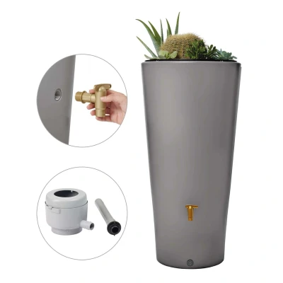 Abbildung von VASO 2in1 Regenspeicher 220 L zinkgrau inkl. Anschlussset und Auslaufhahn