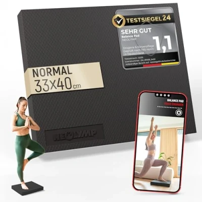 Abbildung von NEOLYMP Balance Pad Rutschfestes Gleichgewichtstrainer für Physio &amp; Reha Kissen Gelenkstärkend, Schweißfest, Elastisch Ideal Yoga, Gym Zuhause (Balance schwarz 40 x 33 cm)