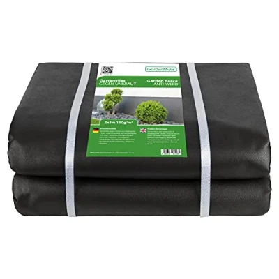 Abbildung von GardenMate 10m² Unkrautvlies Gartenvlies Plane 2mx5m 150g/m² Premium Unkrautfolie wasserdurchlässig Extrem Reißfestes Flies Gartenflies Gartenfolie Beetfolie Pflanzfolie Hohe UV Stabilisierung