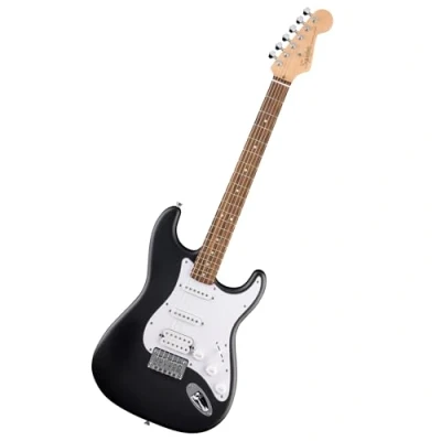 Abbildung von Squier by Fender Debut Collection HT HSS Stratocaster E Gitarre, Laurel Griffbrett, Weißes Schlagbrett, Black