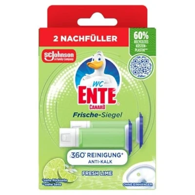 Abbildung von WC Ente Frische Siegel Nachfüller, körbchenloser Reiniger, 12 Gel Steine, Fresh Lime duft, 1er Pack (2 x 36 ml)