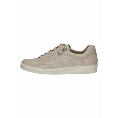 Abbildung von CAPRICE Damen Sneaker flach aus Leder mit Reißverschluss, Beige (Offwht Soft Co), 38 EU