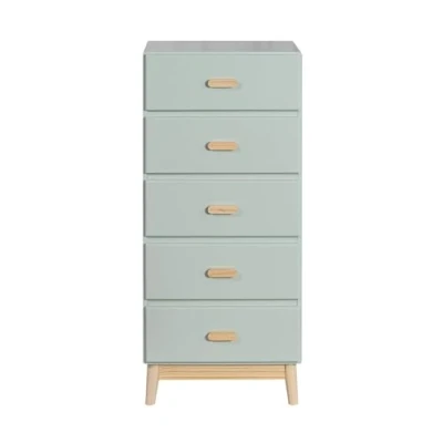 Abbildung von Rebecca Mobili Kommode für Kinder, Platzsparende Kommode, Aqua Grün Braun, Kiefern MDF, Skandinavischer Stil, Montessori Zimmer Maße HxBxT: 115 x 50 40 cm Art. RE6982