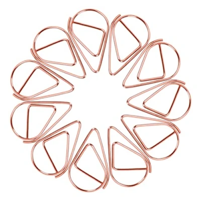 Abbildung von Büroklammer 50pcs Durable Briefklammern, Wassertropfen Form Papierklammern,Kleine Büroklammern Herz Metall für Foto Papier Buch Memo Karte Poster und Briefkopf Einladungen 1.6x2.5cm (Roségold)