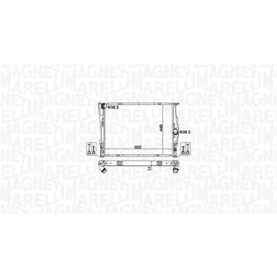 Abbildung von MAGNETI MARELLI 350213162700 Kühler, Motorkühlung 600mm 449mm 34mm Kühlrippen mechanisch gefügt BMW: 3 Cabrio, Touring, Limousine