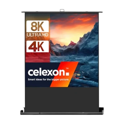 Abbildung von 65&quot; Zoll Pull Up Leinwand celexon Ultramobil Plus Professional 1:1 120x120 cm 8K 4K Full HD 3D transportable Beamer zum ausziehen &amp; aufstellen inkl. Tragegriff + Scherengelenk