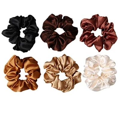 Abbildung von nuoshen Haargummis, Satin, elastisch, weich, für Mädchen und Damen, 6 Stück