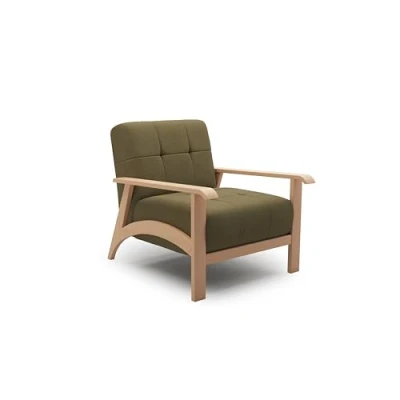 Abbildung von Cavadore Sessel Billan / Polstersessel im skandinavischen Design mit massivem Holzgestell in Buche 78 x 88 106 Mehrfarbiger Strukturstoff, Grün