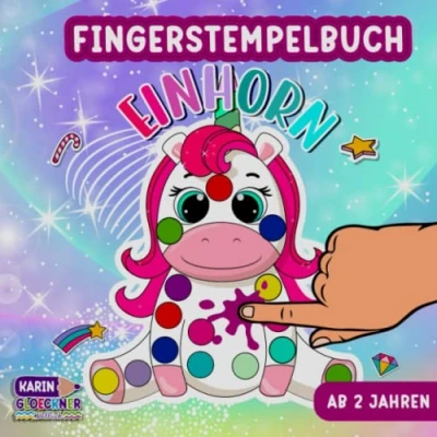 Abbildung von Fingerstempelbuch Einhorn ab 2 Jahren: Das große Fingerstempel Buch mit Motiven für Mädchen und Jungen, Bastelbuch Fingerfarben , Fingerstempeln Kinder