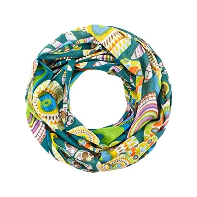 Abbildung von Sunsa Loop Damen Schal. 100% Baumwolle Schlauchschal. Loopschal, Blumenmotiv