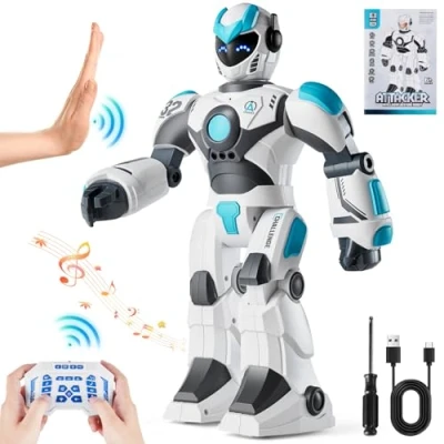 Abbildung von VEVOR RC Roboter Spielzeug für Kinder, 2,4GHz, programmierbare Fernbedienung mit Gestenerkennung und Sprachsteuerung, interaktiver singender tanzender Kinder ab 6 Jahren, 270x115x400mm