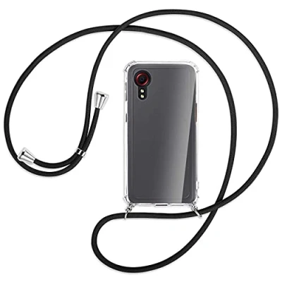 Abbildung von mtb more energy® Handykette kompatibel mit Samsung Galaxy Xcover 5 (SM G525, 5.3&#039;&#039;) schwarz Smartphone Hülle zum Umhängen Anti Shock Full TPU Case