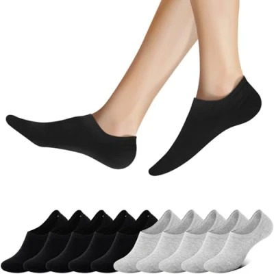Abbildung von Falechay Sneaker Socken Damen Herren Füßlinge Unsichtbare 10 Paar Schwarz Grau 35 38