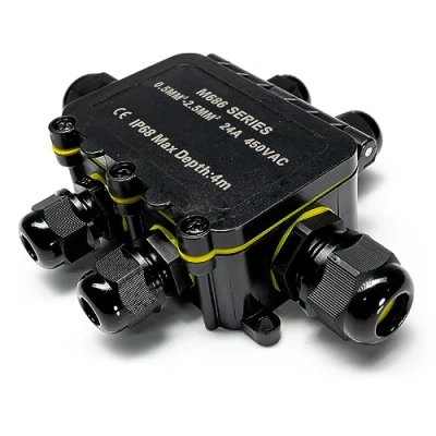 Abbildung von Grafner 2x wasserdichte Abzweigdose, 6 Wege, IP68, 4 polig, Ø5 12mm, 0,52,5 mm², 24A 450V, Abzweigdose Anschlussdose staubdicht außen outdoor Verbindungsmuffe Garten Erdkabel Feuchtraum