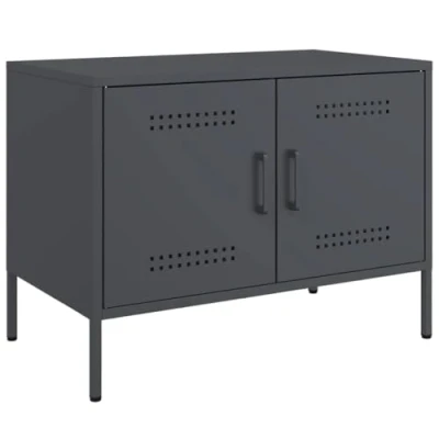 Abbildung von vidaXL TV Schrank, Lowboard für Fernseher, Fernsehtisch mit Stauraum, Möbel Fernsehschrank Wohnzimmer, Industrie Stil, Anthrazit Stahl