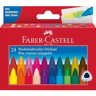 Abbildung von Faber Castell Hefter Wachsmalstifte dreikant 24 er Kartonetui