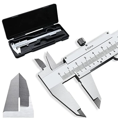 Abbildung von Retoo Messschieber Analog 150 mm aus Stahl mit Feststellschraube, Spritzwassergeschützt und staubdicht, Vernier Messgerät für den Hausgebrauch, Präzisions ideal Zuhause