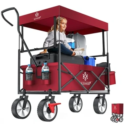 Abbildung von KESSER Bollerwagen, Bollerwagen faltbar mit Dach Handwagen Transportkarre Geräte