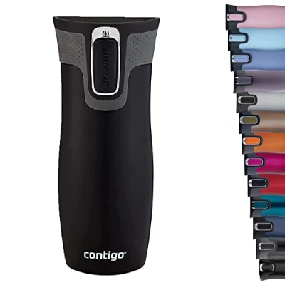 Abbildung von Contigo Snapseal Thermobecher Byron Huron, Edelstahl Thermosflasche für heiße &amp; kalte Getränke, auslaufsicherer Thermobecher, Kaffee Teebecher, mit BPA freiem, leicht zu renigendem Deckel, 590 ml