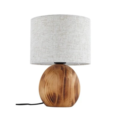 Abbildung von Lindby Tischleuchte Mayumi, Höhe 31 cm, Holz, Textil