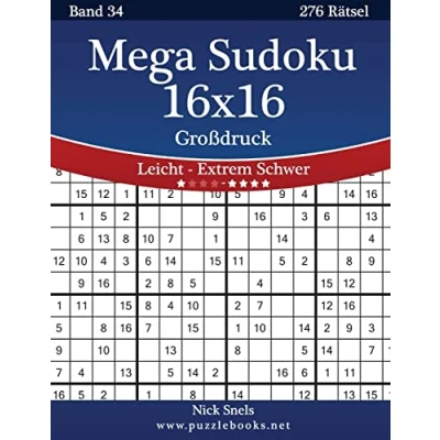 Abbildung von Mega Sudoku 16x16 Großdruck Leicht bis Extrem Schwer Band 34 276 Rätsel