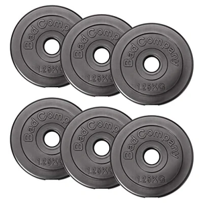 Abbildung von Bad Company Hantelscheiben 30/31 mm Kunststoff 7,5kg I Gewicht Set 6 x 1,25 kg Gewichte für Langhantel und Kurzhantel