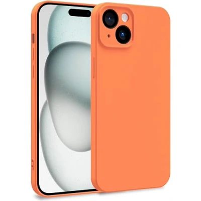 Abbildung von MyGadget Silikon Hülle kompatibel mit Apple iPhone 15 Plus Zweilagige Handyhülle Kameraschutz Cover Innenfutter &amp; außen Orange