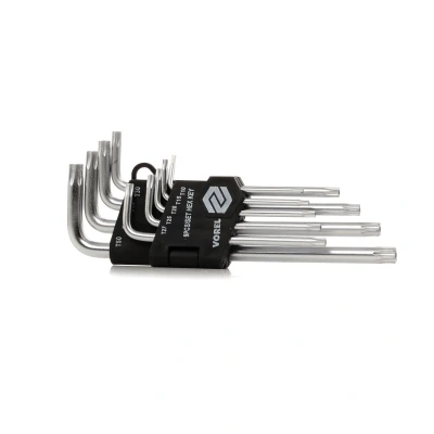 Abbildung von VOREL 56478 Winkelschraubendrehersatz T10, T15, T20, T25, T27, T30, T40, T45, T50 Chrom Vanadium Stahl 9 kfzteile, kfzteile24, bandel online, bandel,