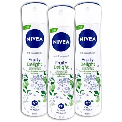 Abbildung von NIVEA Deo Spray Fruity Delight Limited Edition, Deodorant mit 72h Anti Transpirant Schutz, Antitranspirant einer Duftkomposition aus grünem Apfel und Maiglöckchen (150 ml)