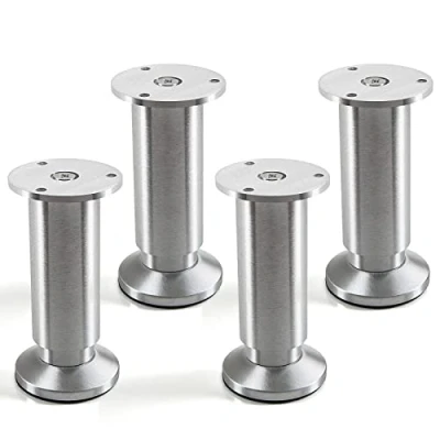 Abbildung von 4er Set Möbelfüße ALPHA verstellbar Sockelfüße Alu gebürstet, belastbar bis 250 Kg, Höhe: 120 mm von SO TECH