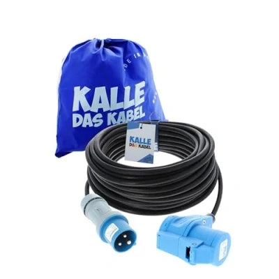Abbildung von CEE Verlängerungskabel mit Winkelkupplung H07RN F 3G 1,5 mm² 20 m von KALLE DAS KABEL