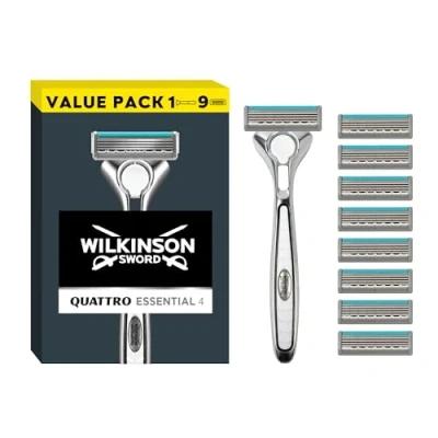 Abbildung von Wilkinson Nassrasierer Quattro Titanium Sensitive Rasierer + 8 Ersatzklingen Rasierklingen