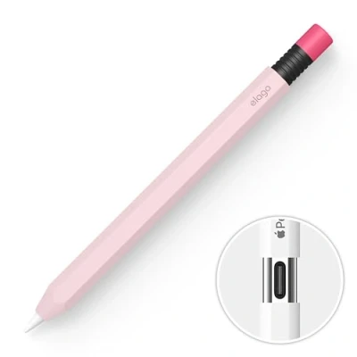 Abbildung von elago Klassische Hülle Kompatibel mit Apple Pencil (USB C) Hülle, Dauerhaftes Silikon, Klassisches Design, Magnetischer Aufladung (Lovely Rosa)