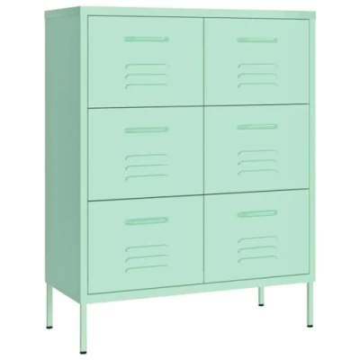 Abbildung von vidaXL Schubladenschrank mit 6 Schubladen Sideboard Kommode Anrichte Schrank Beistellschrank Mehrzweckschrank Minzgrün 80x35x101,5cm Stahl
