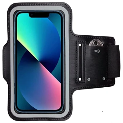 Abbildung von CoverKingz Sportarmband kompatibel mit iPhone 13 Mini Armtasche Schlüsselfach Sport Laufarmband Handy Armband Schwarz
