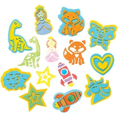 Abbildung von Baker Ross FE501 Schaumstoffstempel Bastelset 20 Stück, Bastelstempel, Stempelsets für Kinder, ideal Kinder Kunst und Handwerk Projekte