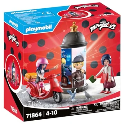 Abbildung von PLAYMOBIL Miraculous Rollerfahrt durch Paris Spielzeug ab 4 Jahren Geschenk für Kinder Fördert Kreativität &amp; Rollenspiel Spielfigur mit Zubehör Detailreichem Set 71864