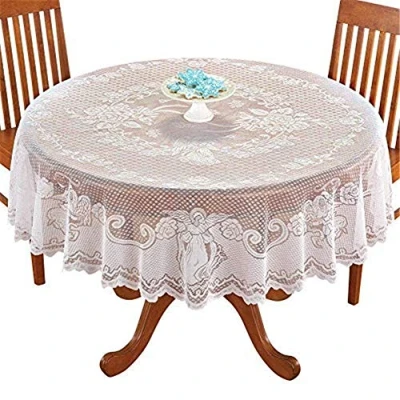 Abbildung von NC Amipos Vintage Tischsets aus Spitze Polyester für Haus, Küche, Party, Hochzeit (Rund, 178 cm)