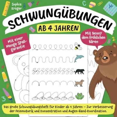 Abbildung von Schwungübungen ab 4 Jahren: Das große Schwungübungsheft für Kinder Jahren Zur Verbesserung der Feinmotorik und Konzentration Augen Hand Koordination Mit einer Menge Spaßgarantie