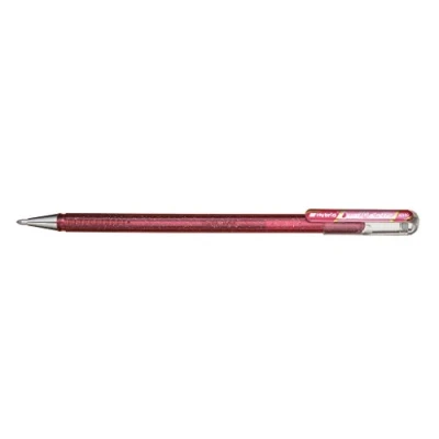 Abbildung von Pentel K110 DPX Dual Metallic Hybrid Gelroller, Glitzer Gel, 1 Stück, pink 2 verschiedene Farb Effekte auf hellem/dunklem Papier pink+metallic