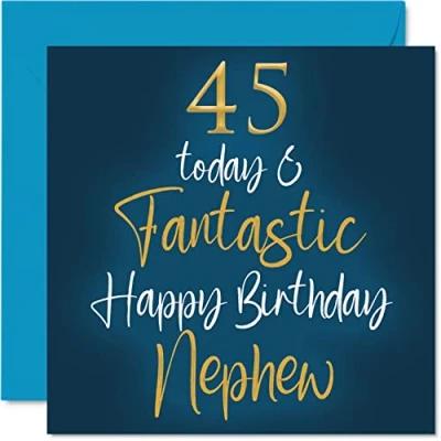 Abbildung von Stuff4 Fantastische Geburtstagskarte zum 45. Geburtstag für Neffen 45 Today Fantastic Glückwunschkarte von Tante Onkel Neffe Geburtstagsgeschenke 145mm Geburtstagsgrußkarten Geschenk