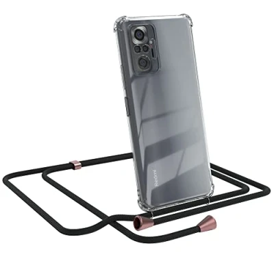 Abbildung von EAZY CASE Handykette kompatibel mit Xiaomi Redmi Note 10 Pro Handyhülle Umhängeband, Handykordel Schutzhülle, Silikon, Hülle Band, Stylische Kette, für Smartphone, Clips in Rosé