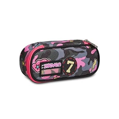 Abbildung von Seven S.p.a. PORTAPENNE Round Plus CAMOULOVE Girl, Unisex Bambini und Ragazzi Grau, Taglia Unica