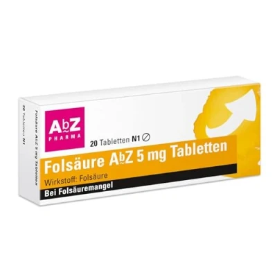 Abbildung von Folsäure AbZ 5 mg Tabletten 20 St