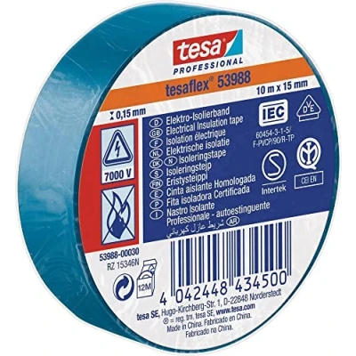 Abbildung von tesa 53988 00030 00 Isolierband Blau (L x B) 10m 15mm, 5 Stück